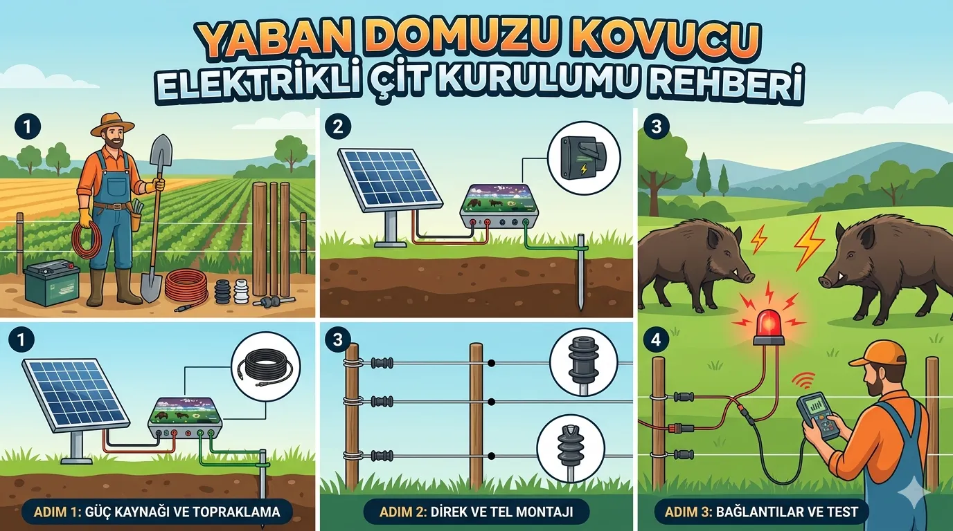 Yaban Domuzu Kovucu Elektrikli Çit Kurulumu Rehberi